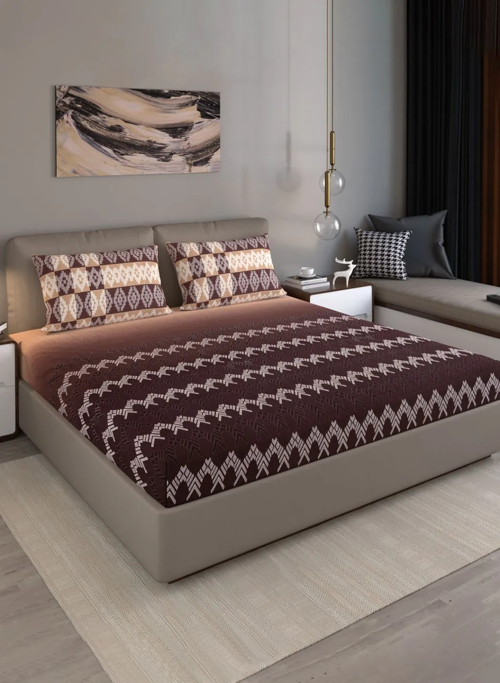 140TC Pure Cotton King Bedsheet with 2 Pillow Covers
