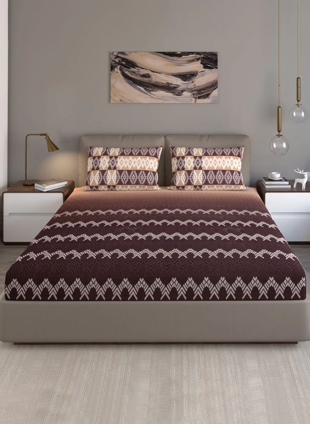 140TC Pure Cotton King Bedsheet with 2 Pillow Covers