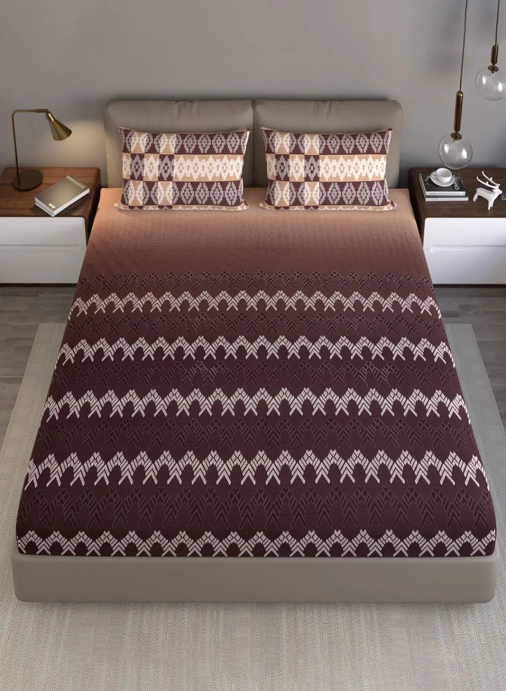 140TC Pure Cotton King Bedsheet with 2 Pillow Covers
