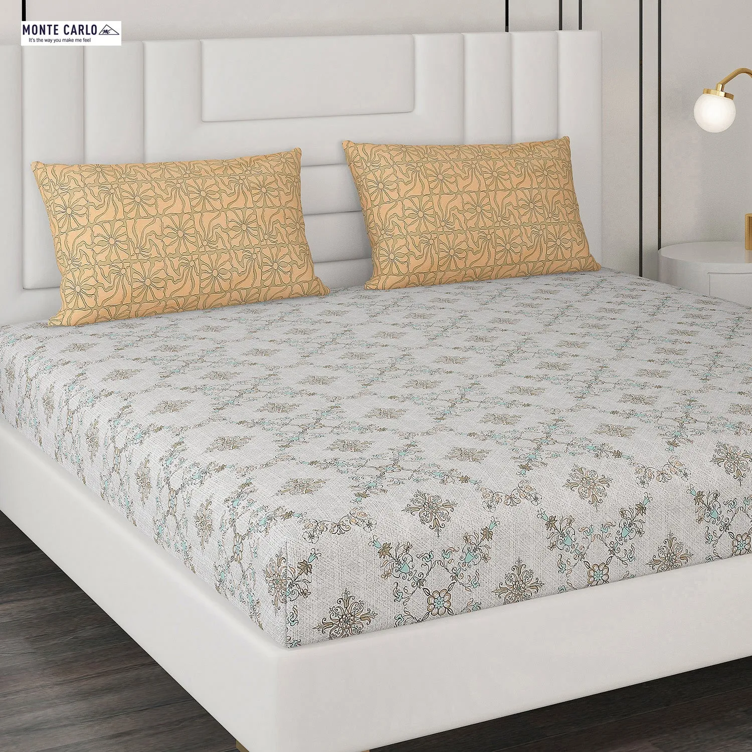 144 TC Cotton Double Bedsheet with 2 Pillow Covers
