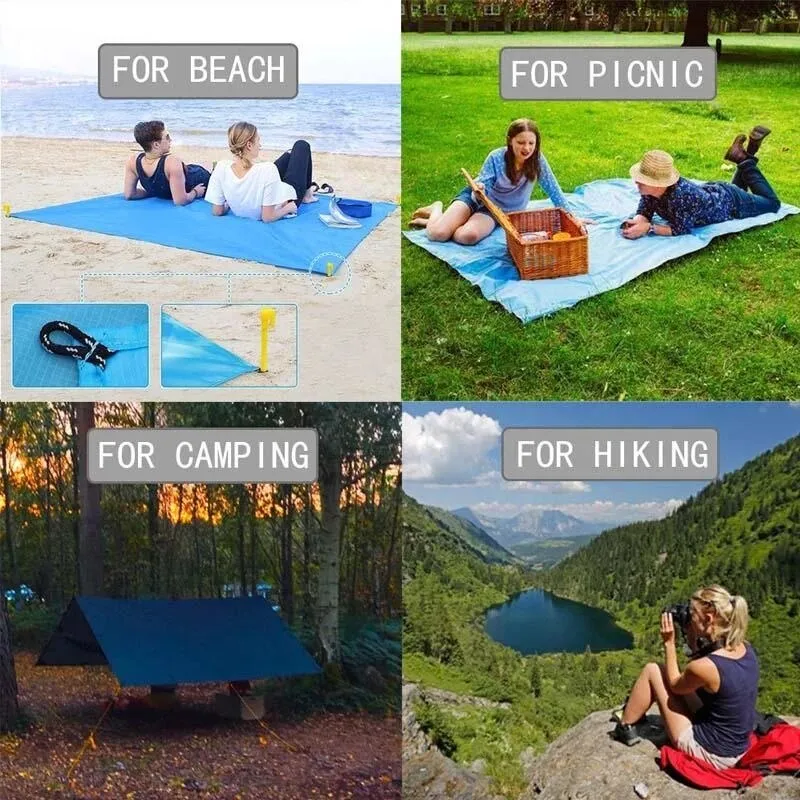 200*210cm Pocket Sand Free Beach Mat Outdoor Travel Camping Beach Towel Home Decor Rugs Portable Foldable Picnic Blanket
