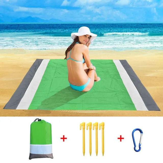 200*210cm Pocket Sand Free Beach Mat Outdoor Travel Camping Beach Towel Home Decor Rugs Portable Foldable Picnic Blanket