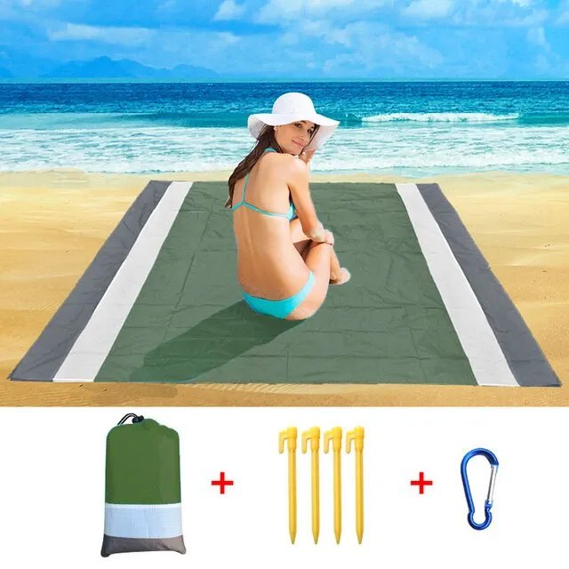 200*210cm Pocket Sand Free Beach Mat Outdoor Travel Camping Beach Towel Home Decor Rugs Portable Foldable Picnic Blanket