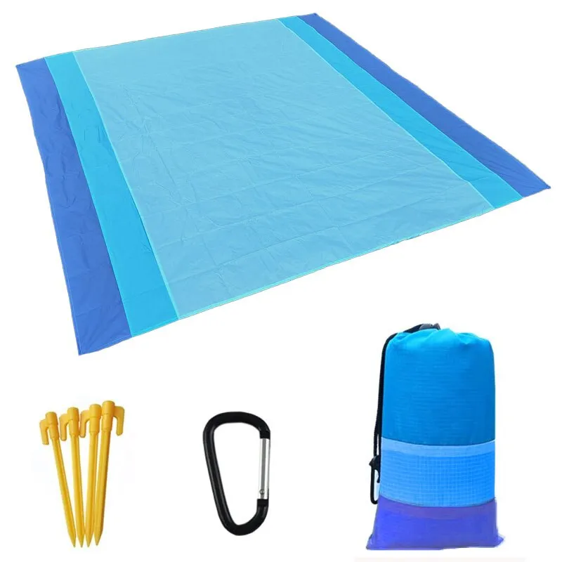 200*210cm Pocket Sand Free Beach Mat Outdoor Travel Camping Beach Towel Home Decor Rugs Portable Foldable Picnic Blanket