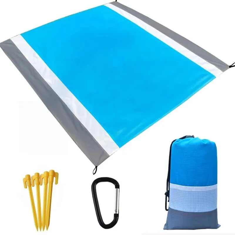 200*210cm Pocket Sand Free Beach Mat Outdoor Travel Camping Beach Towel Home Decor Rugs Portable Foldable Picnic Blanket