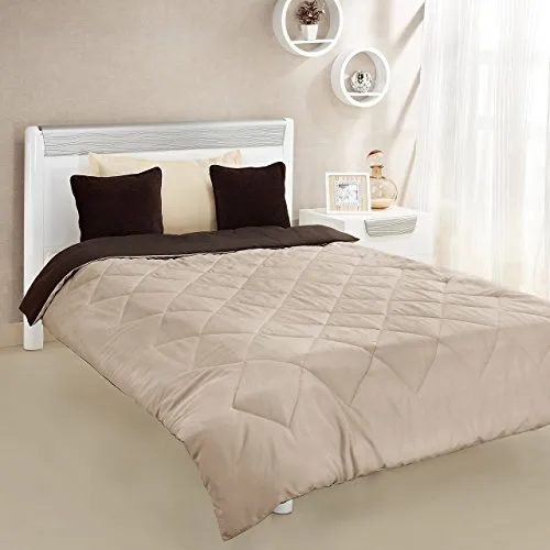 Amazon Brand - Solimo Microfibre Reversible Comforter, Single (Sandy Beige & Walnut Brown, 200 GSM)