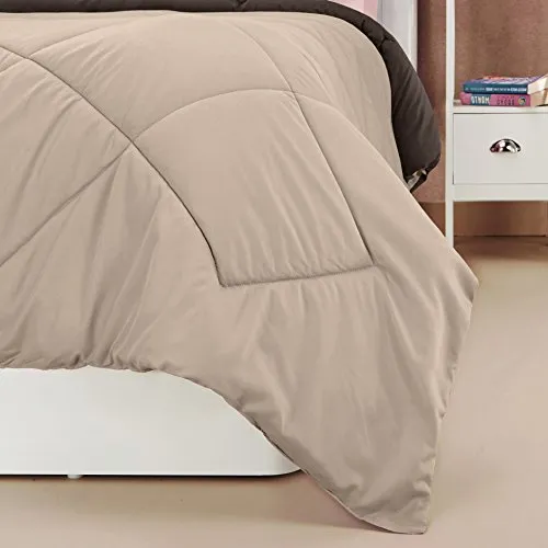 Amazon Brand - Solimo Microfibre Reversible Comforter, Single (Sandy Beige & Walnut Brown, 200 GSM)