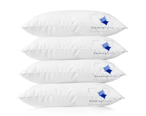 Booming Pillow White Color Soft Quality Microfiber Premium Pillow, Soft and Fluffy Sleeping Pillow Size : 16 x 26 , Colour : White (Pack of 4)