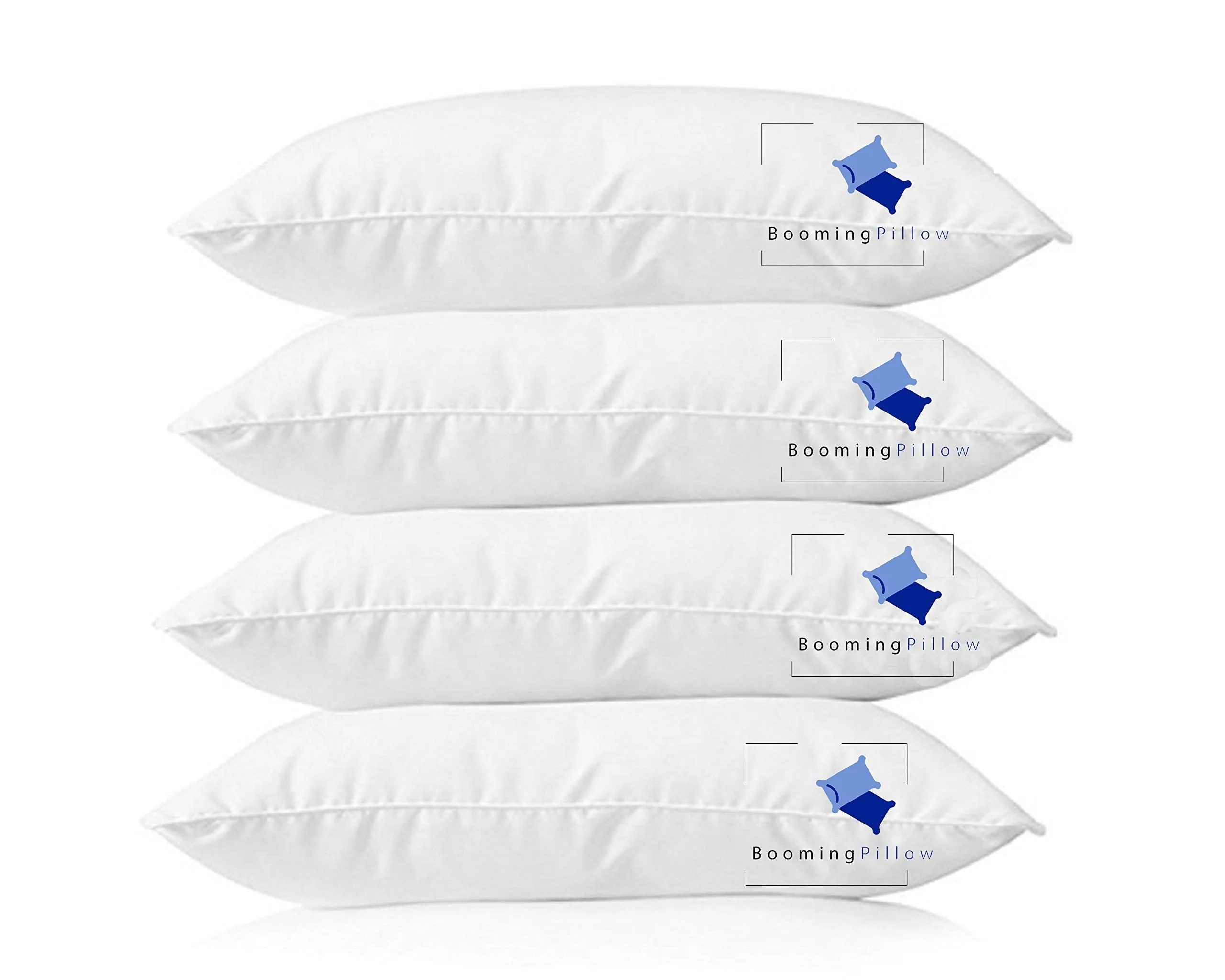 Booming Pillow White Color Soft Quality Microfiber Premium Pillow, Soft and Fluffy Sleeping Pillow Size : 16 x 26 , Colour : White (Pack of 4)