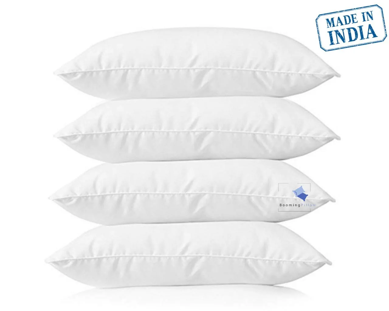 Booming Pillow White Color Soft Quality Microfiber Premium Pillow, Soft and Fluffy Sleeping Pillow Size : 16 x 26 , Colour : White (Pack of 4)
