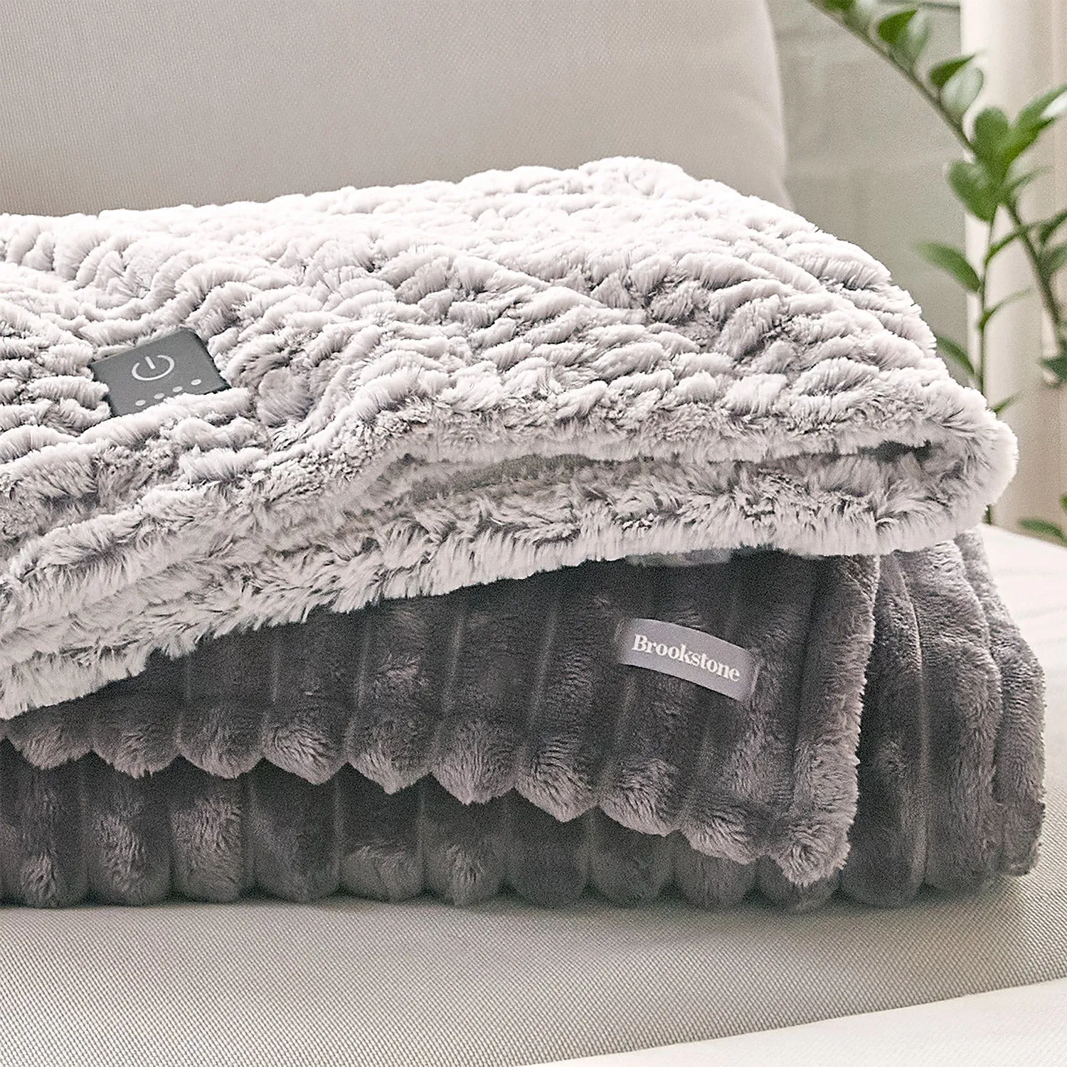 Brookstone Heated Luxe Plush Throw