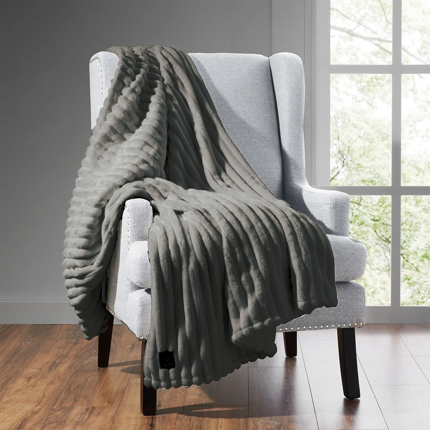 Brookstone Heated Luxe Plush Throw