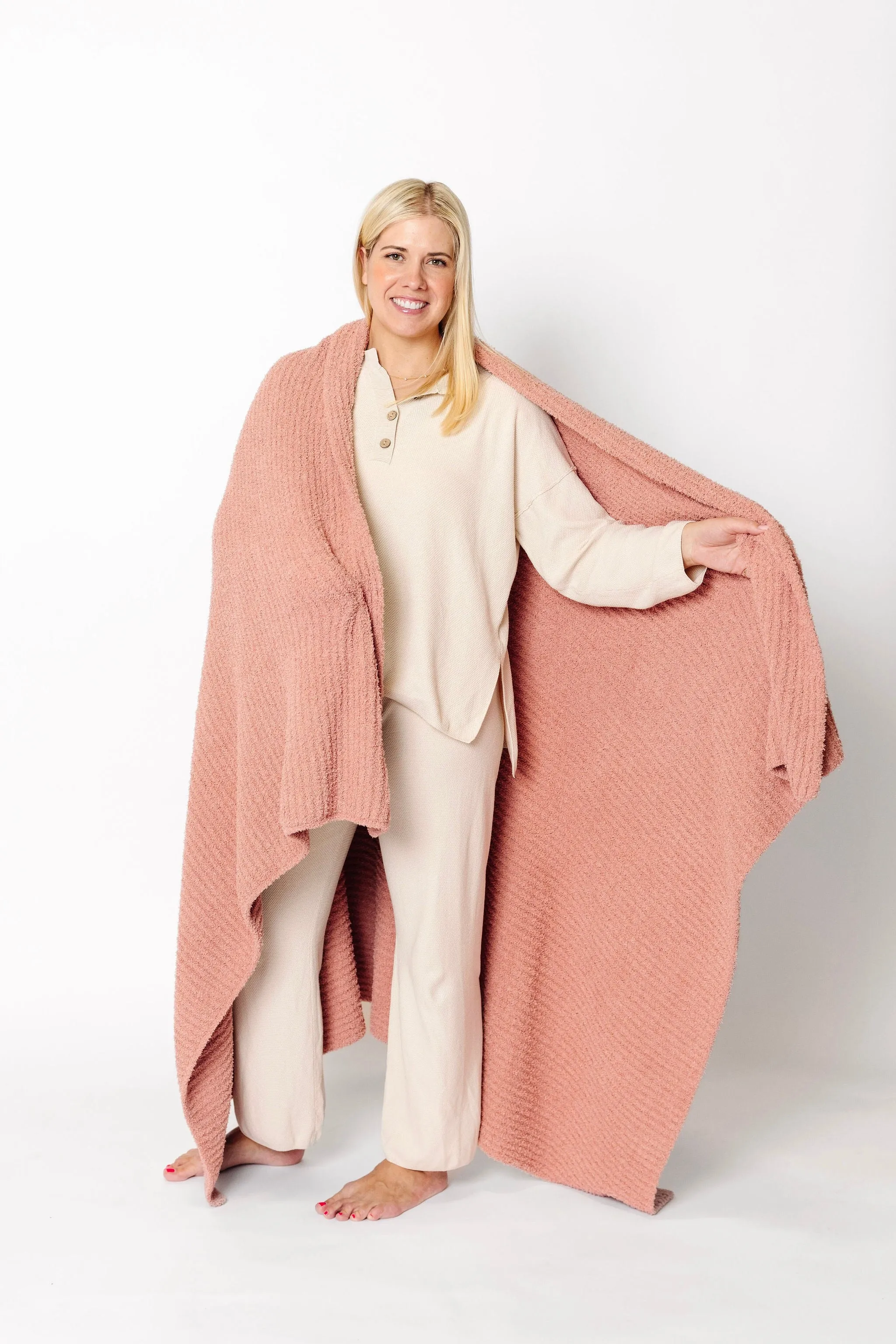 Chenille Blanket - Rose - Adult/Throw