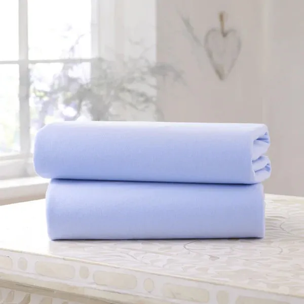 Clair-de-lune 2 Pack Fitted Cotton Moses Basket Sheets - 74 x 30 cm 3 Colours