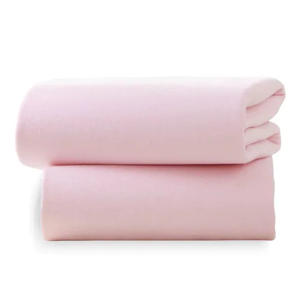 Clair-de-lune 2 Pack Fitted Cotton Moses Basket Sheets - 74 x 30 cm 3 Colours