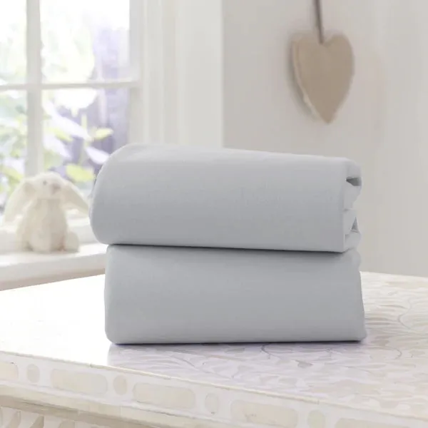 Clair-de-lune 2 Pack Fitted Cotton Moses Basket Sheets - 74 x 30 cm 3 Colours