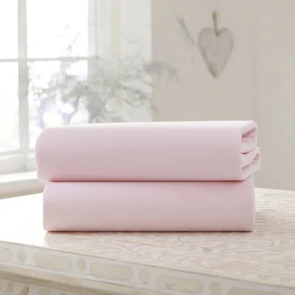 Clair-de-lune 2 Pack Fitted Cotton Moses Basket Sheets - 74 x 30 cm 3 Colours