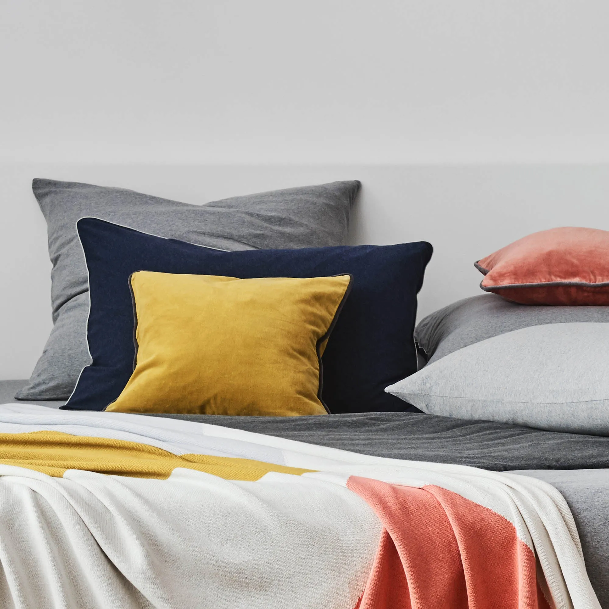 Coria Pillowcase [Darkblue melange/Grey melange/Grey]
