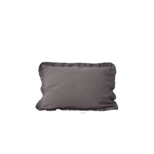 Dark Grey Linen Pillowcase with Frills
