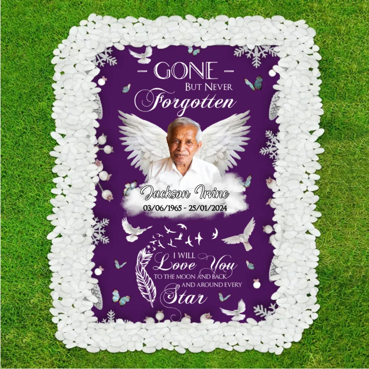 Family - Custom Photo Gone But Never Forgotten - Personalized Grave Memorial Blanket (BU)
