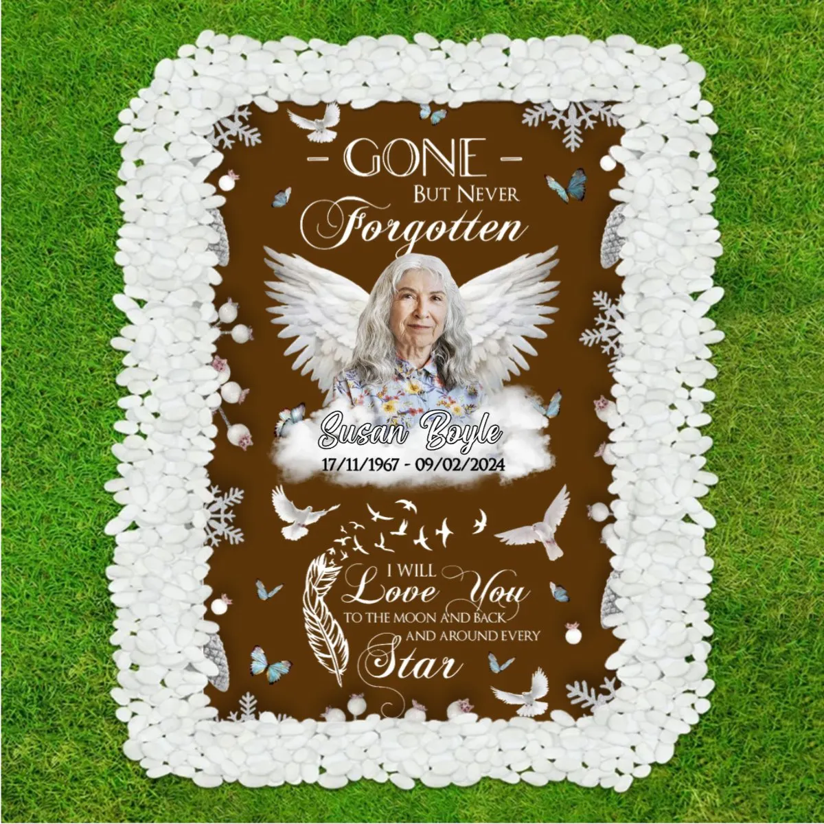 Family - Custom Photo Gone But Never Forgotten - Personalized Grave Memorial Blanket (BU)