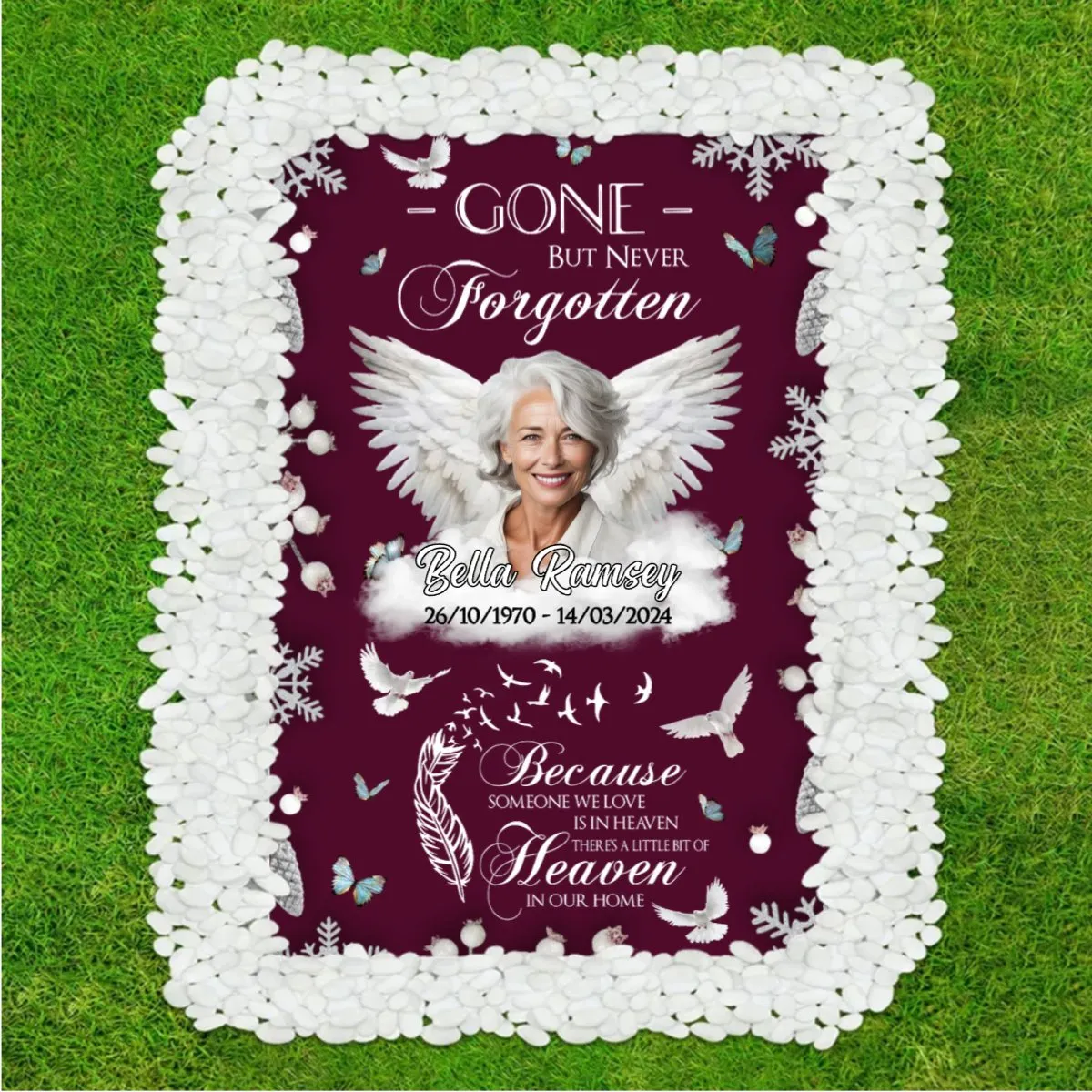 Family - Custom Photo Gone But Never Forgotten - Personalized Grave Memorial Blanket (BU)