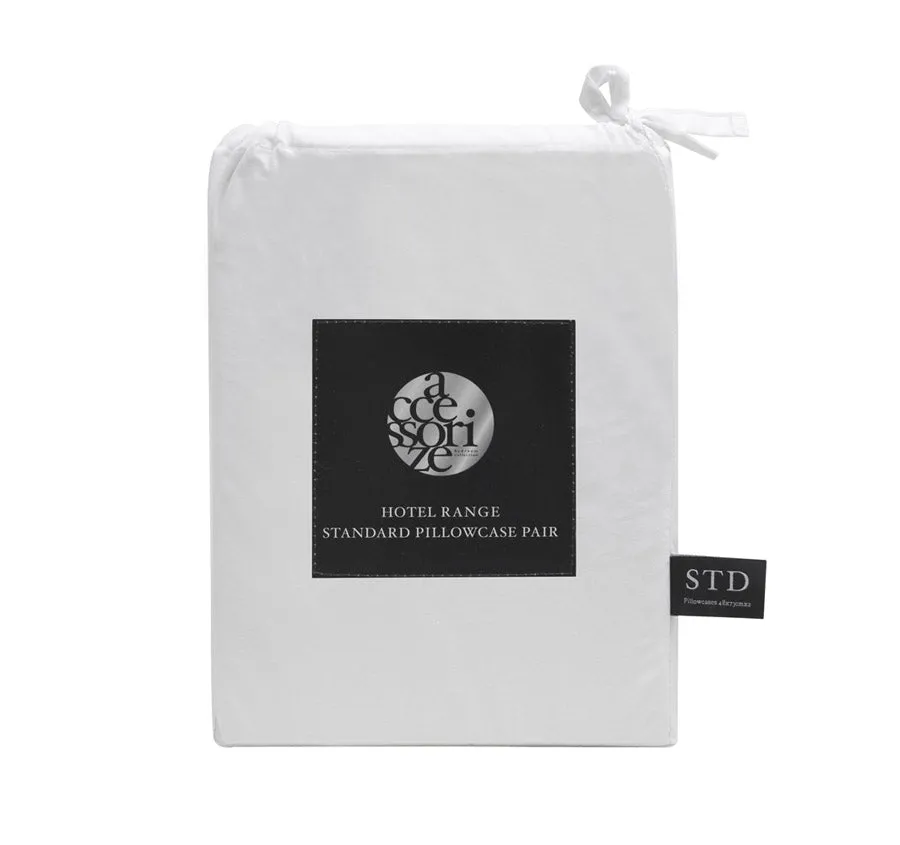 Hotel Deluxe Standard Tailored Pillowcase Pair White and Black