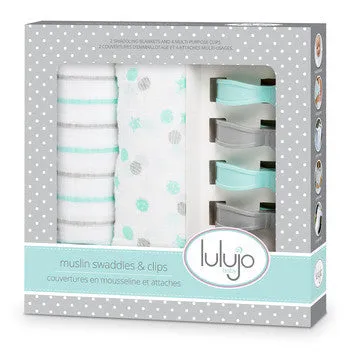 Lulujo Baby™ Aqua Swaddles & Clips by Mary Meyer