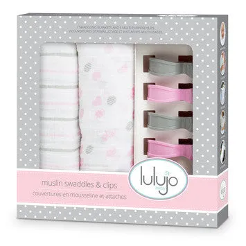 Lulujo Baby™ Pink Swaddles & Clips by Mary Meyer