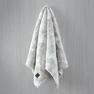 New - Brookstone Heated Throw 60x50 Plush 4 Heat Settings Auto Shut-Off, Gray Marble