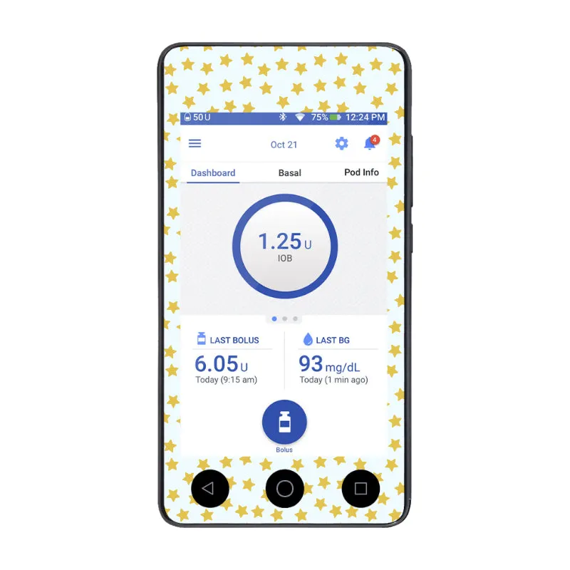 Omnipod DASH Cover (Gold Stars)