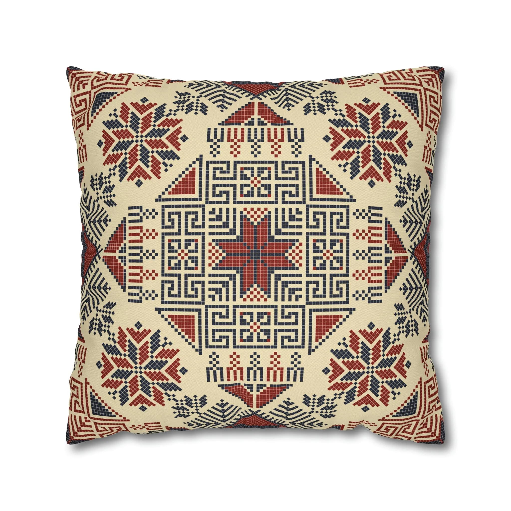 Palestinian Tatreez Beige 2 Pillow Cover