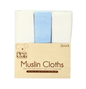 Pipsy Koala 3-Pack Muslin Cloths Blue