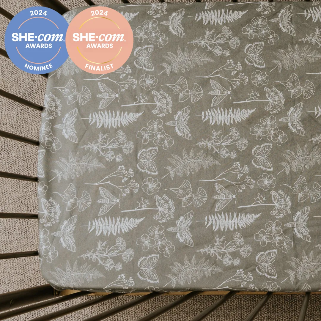 *PRE-ORDER* Waterproof Cot Sheet - Olive Grove