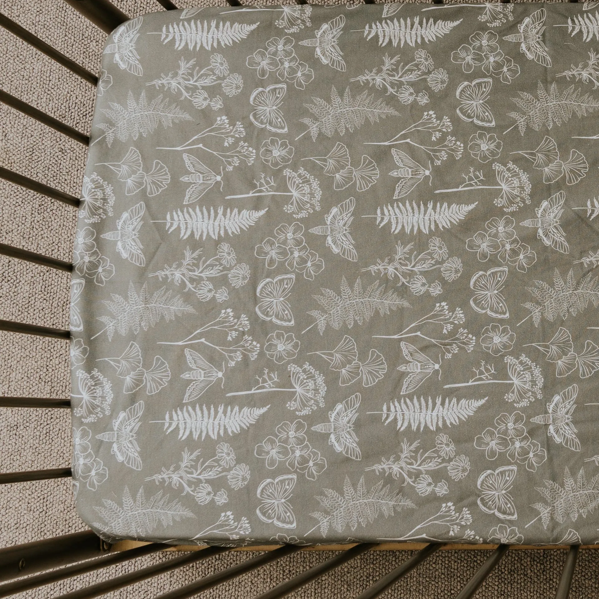 *PRE-ORDER* Waterproof Cot Sheet - Olive Grove
