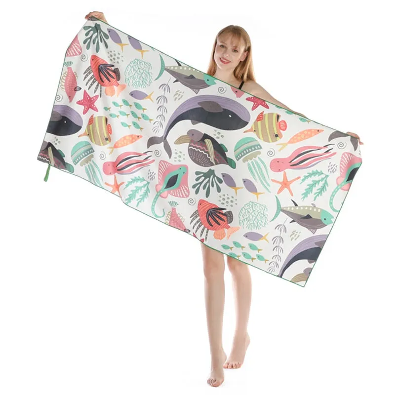 Printed Beach Towel Outdoor Water Sports Towel Quick Drying  Swimming Surf Towels  Portable Big Yoga Mat Beach Chair Blanket
