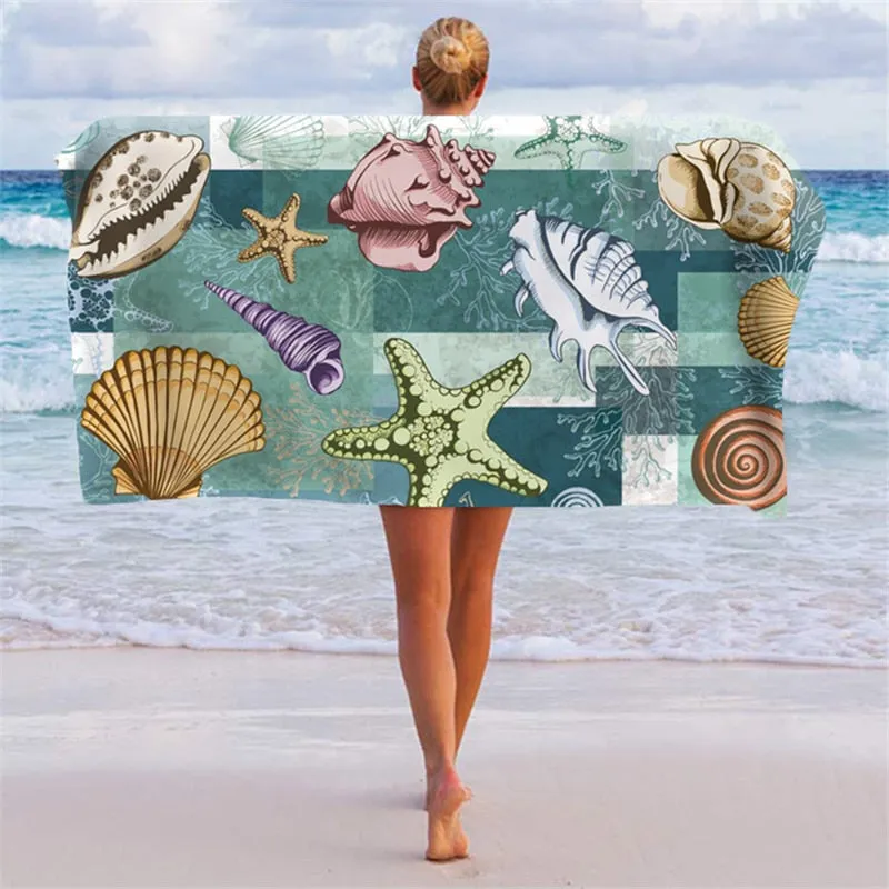 Printed Beach Towel Outdoor Water Sports Towel Quick Drying  Swimming Surf Towels  Portable Big Yoga Mat Beach Chair Blanket