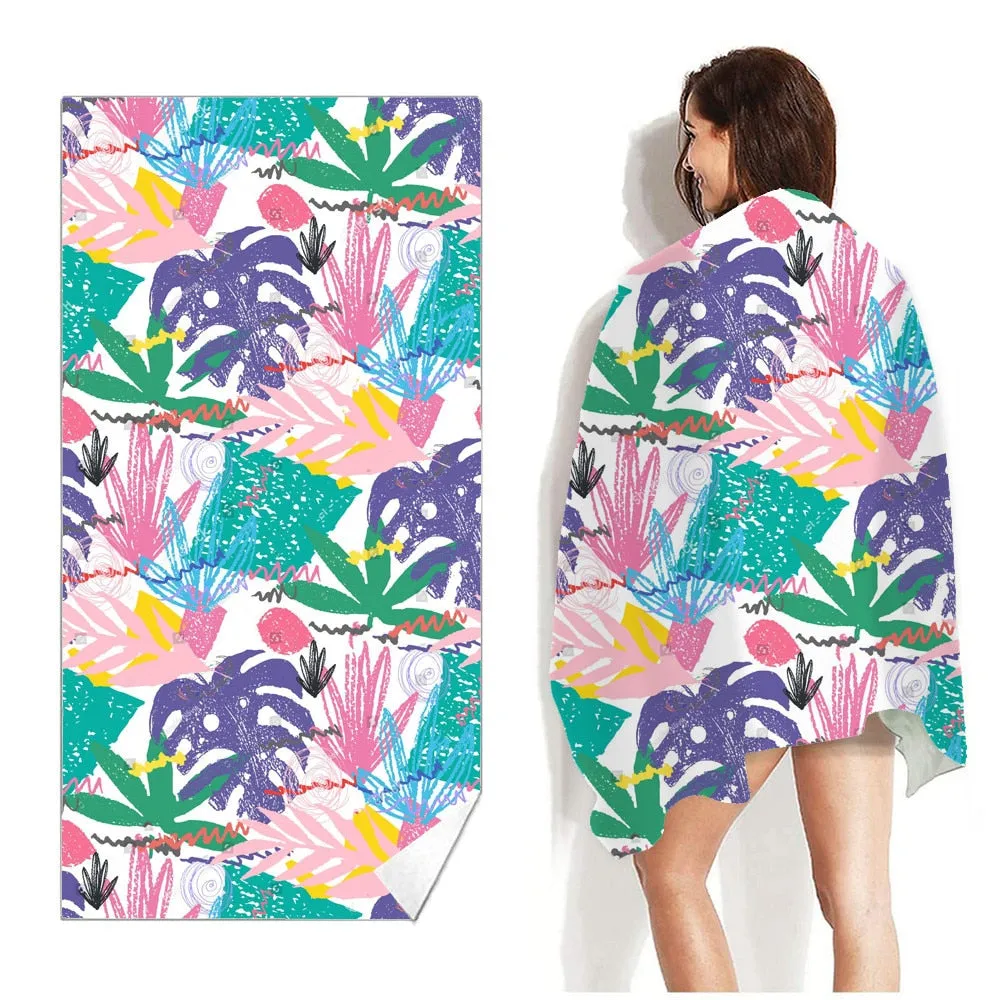 Printed Beach Towel Outdoor Water Sports Towel Quick Drying  Swimming Surf Towels  Portable Big Yoga Mat Beach Chair Blanket