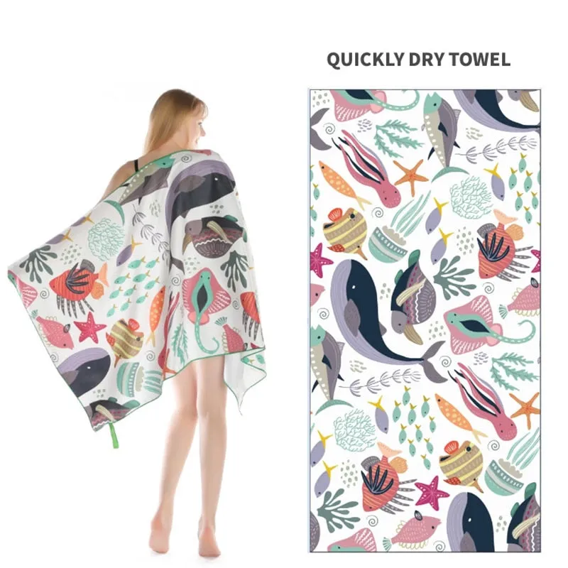 Printed Beach Towel Outdoor Water Sports Towel Quick Drying  Swimming Surf Towels  Portable Big Yoga Mat Beach Chair Blanket