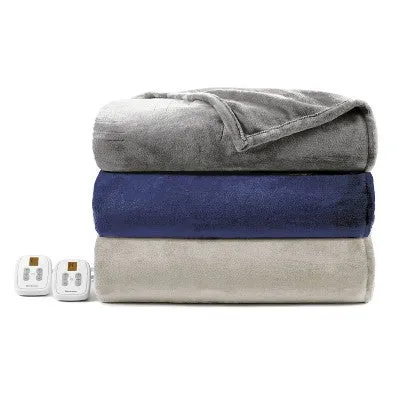 Queen Heated Blanket Navy - Brookstone