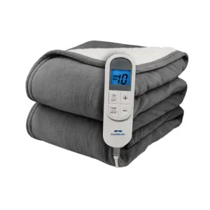 relaxed Flannel Sherpa Electric Heated Warming 50x60 Throw Blanket Red White