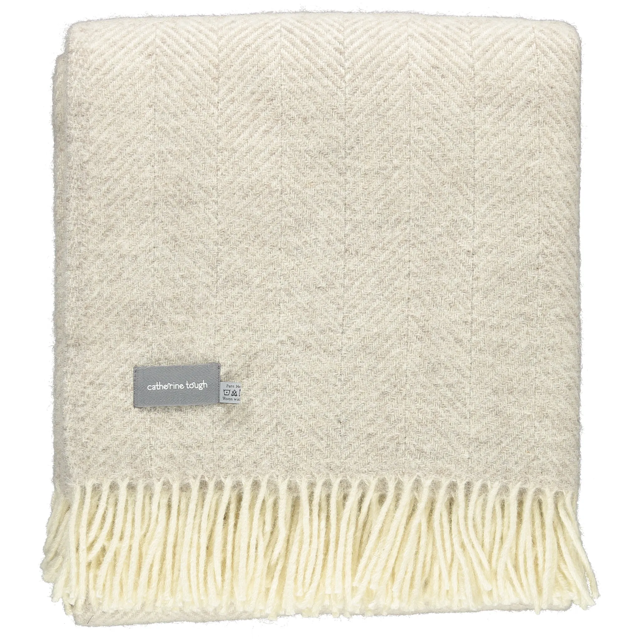 Soft Brown Fishbone Wool Throw