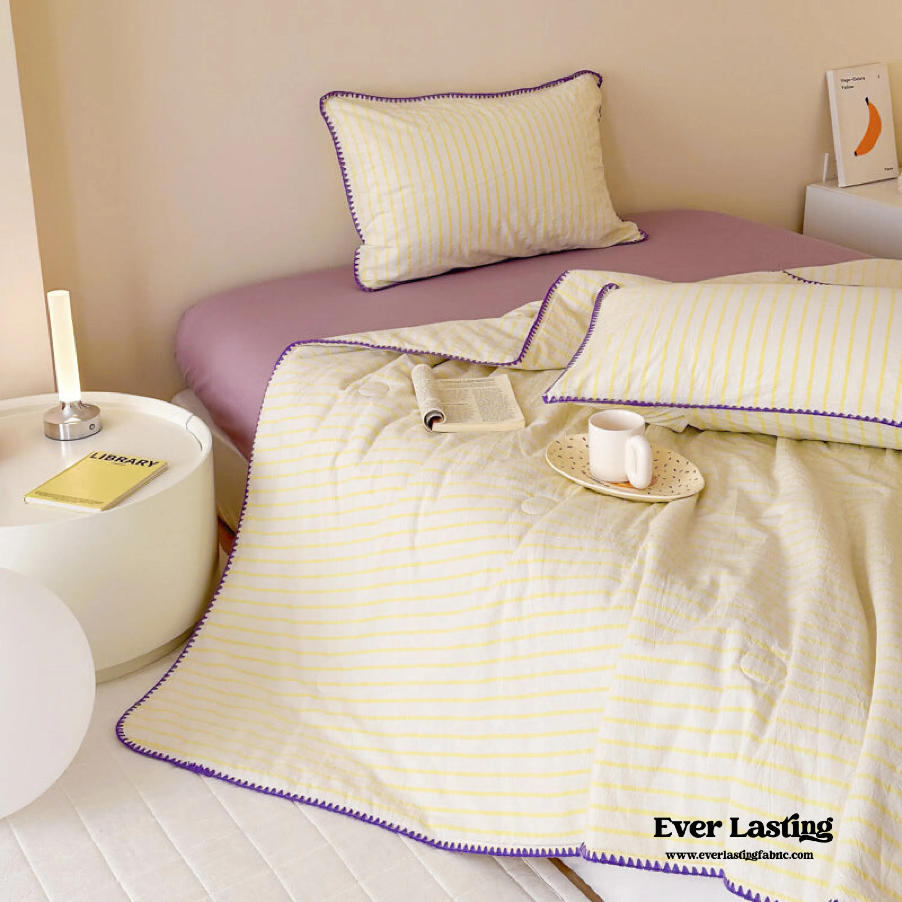 Striped Breathable Blanket Set / Gray