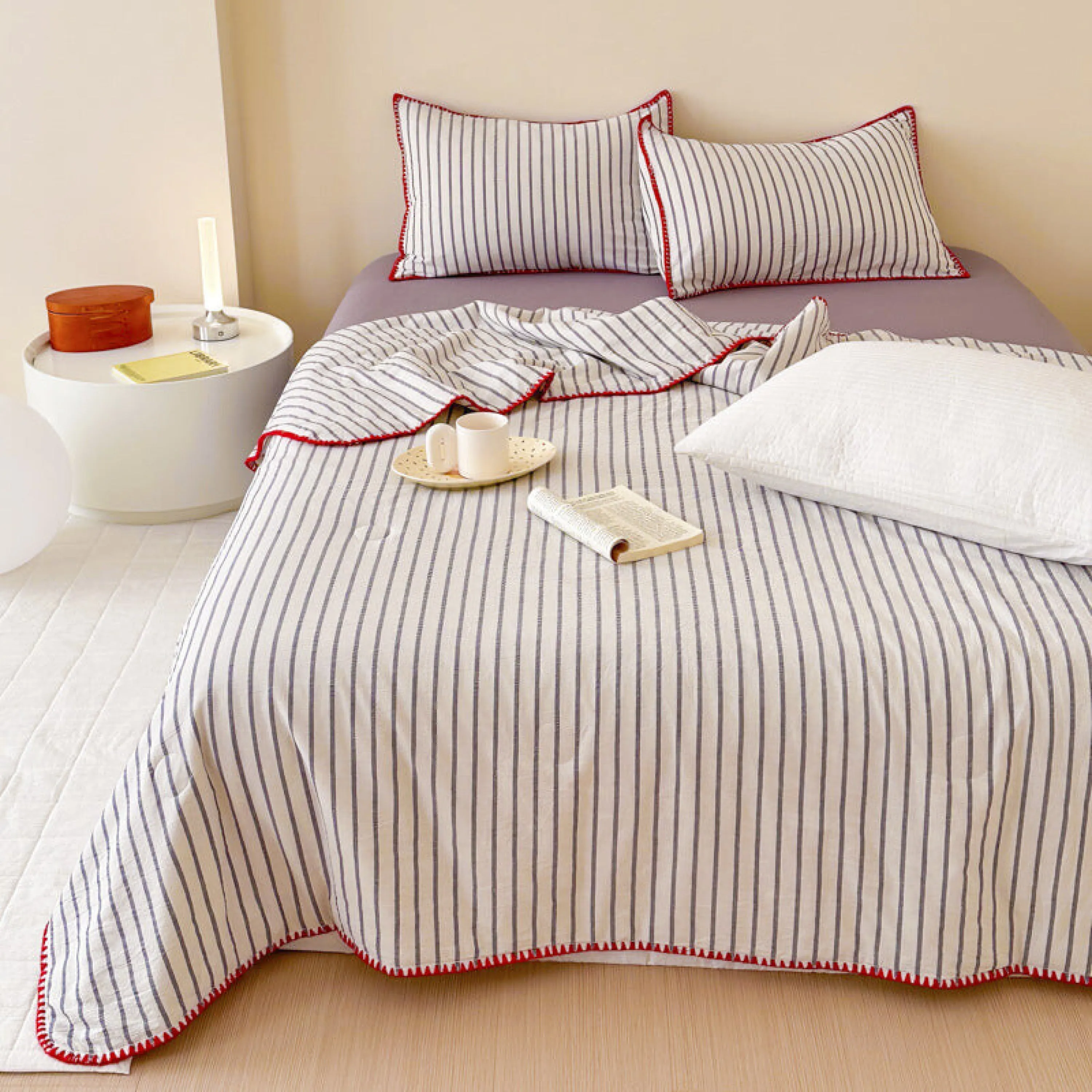 Striped Breathable Blanket Set / Yellow