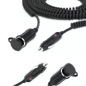 valiant Extension Cord 12V Car Charger Socket Power Plug Cable Cigarette Lighter Adapters, Black