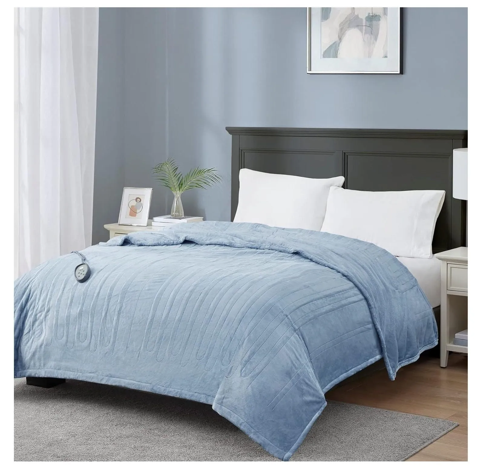 versatile Heated Blanket Full Size with Auto Shut Off, Plush Electric Blankets with Single Control, Machine Washable with 20 Heating Levels, UL Certified | 80x84 Inch, Sapphire Blue