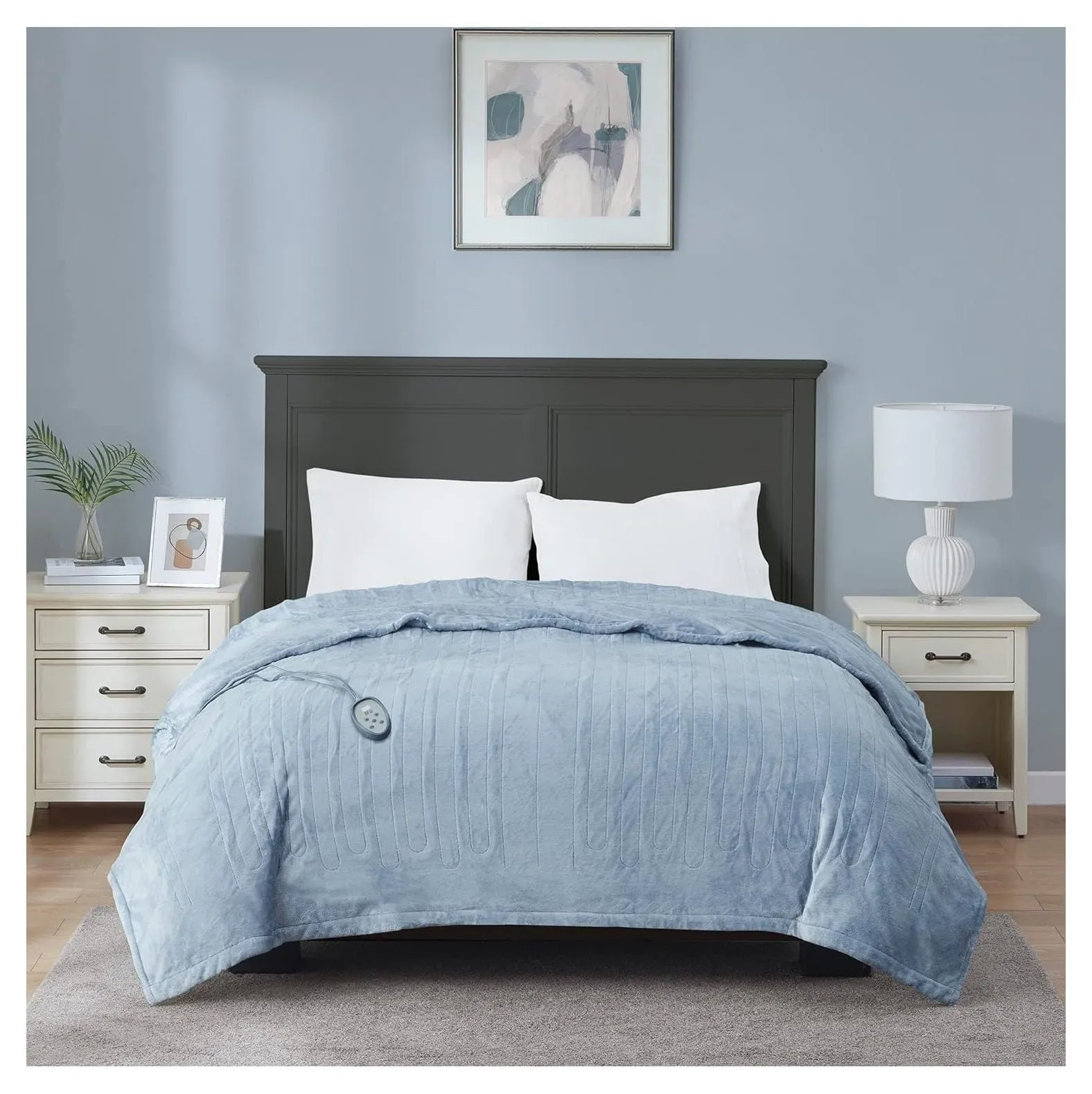 versatile Heated Blanket Full Size with Auto Shut Off, Plush Electric Blankets with Single Control, Machine Washable with 20 Heating Levels, UL Certified | 80x84 Inch, Sapphire Blue