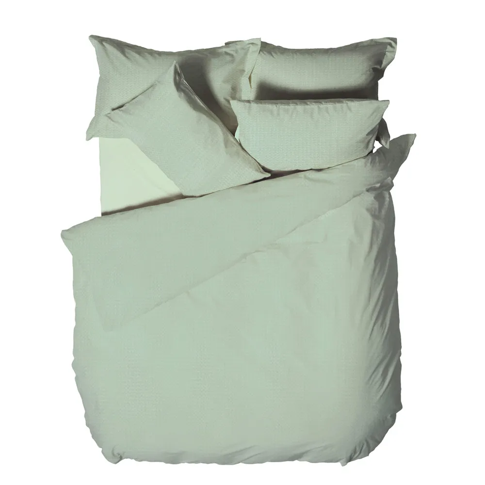 Waffle Textured 100% Cotton Duvet Cover Set Seafoam