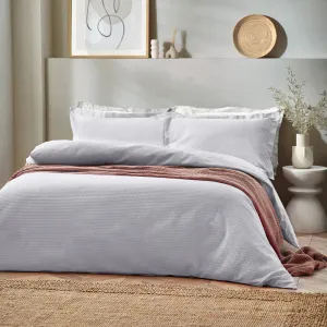 Waffle Textured 100% Cotton Duvet Cover Set Silver