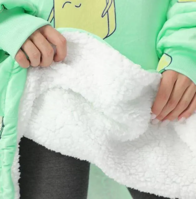 Winter Oversized Hoodie Blanket With Sleeves Fleece Sweatshirt Plaid Hoody Women Pocket Hooded Sweat Oversize Soft Blanket